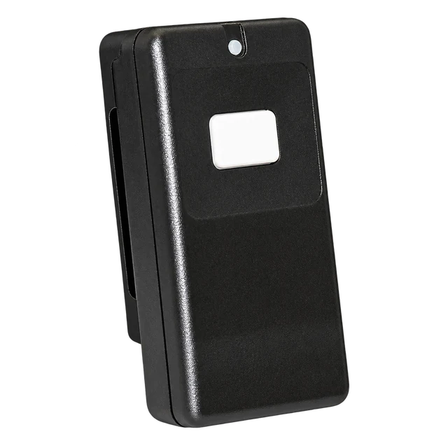 Black single-button staff pendant with belt clip